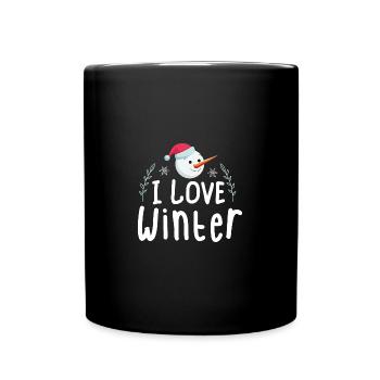 J’aime l’hiver, la neige, le froid et le bonhomme de neige - Mug uni - noir - Devant