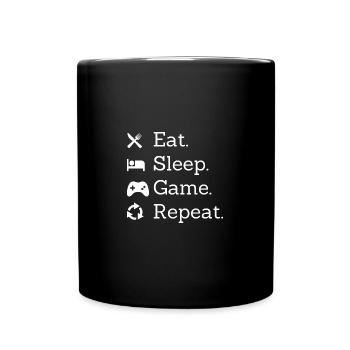 Eat sleep game repeat - Full Colour Mug - black - Front