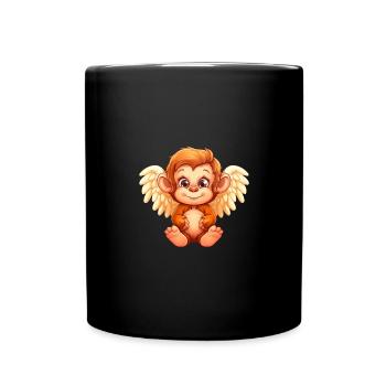 Cute Monkey Angel - Animal Fantasy Design - Full Colour Mug - black - Front