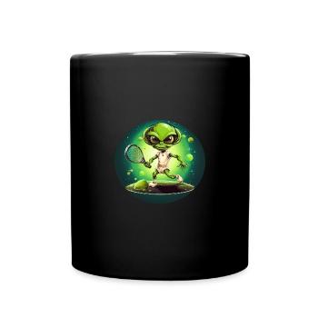 Strong alien tennis player at sunset - Full Colour Mug - black - Front