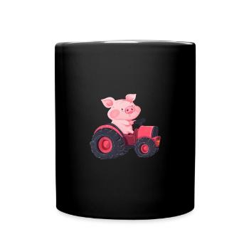 Cochon au volant : Aventure à la ferme - Mug uni - noir - Devant