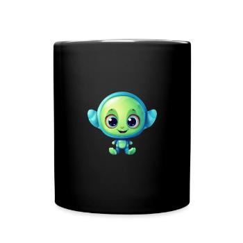 Kawaii Lachender Alien - Tasse einfarbig - Schwarz - Vorne