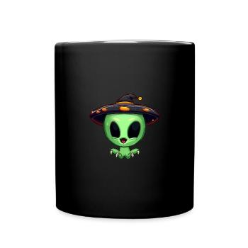 L’extraterrestre vert célèbre Halloween - Mug uni - noir - Devant