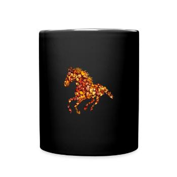 Galloping horse in autumnal foliage - Full Colour Mug - black - Front