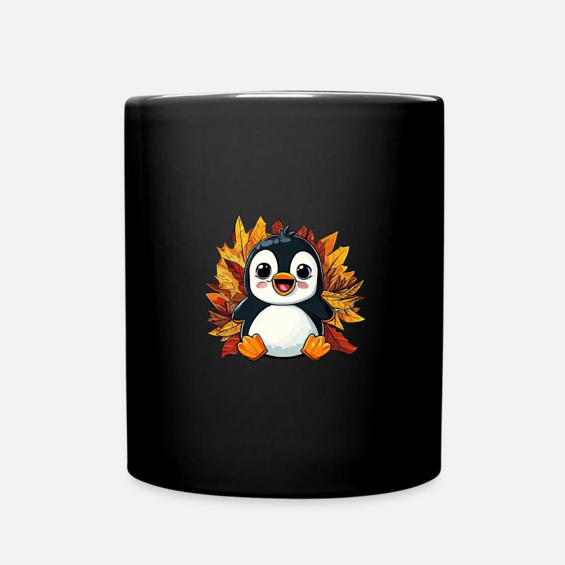 Herbst-Pinguin: Laub und Bunte Blätter - Tasse einfarbig - Schwarz