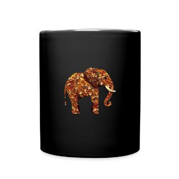 Afrikanischer Elefant im Herbst: Buntes Laub und - Tasse einfarbig - Schwarz - Vorne