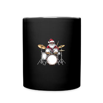 Santa Claus Drum Set – Vintage Drummer - Full Colour Mug - black - Front