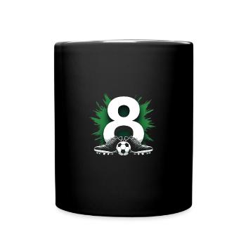 8. Geburtstag Fußballspieler 8 Jahre Kinder - Tasse einfarbig - Schwarz - Vorne