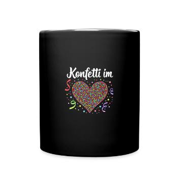 Konfetti im Herzen - Karnevals Party Geschenk - Tasse einfarbig - Schwarz - Vorne