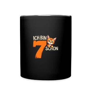 7. Geburtstag Mädchen Junge Katze Ich Bin Schon - Tasse einfarbig - Schwarz - Vorne