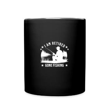 I am Retired - Gone fishing - Fisherman Silhouette - Full Colour Mug - black - Front