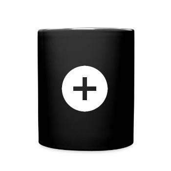Plus | Symbol | Weiß | Geschenkidee - Tasse einfarbig - Schwarz - Vorne