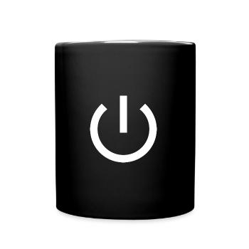 Startknopf | Weiß | Geschenkidee - Tasse einfarbig - Schwarz - Vorne