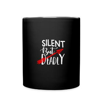 Bogenschießen cooler Spruch. Bogenschütze - Tasse einfarbig - Schwarz - Vorne