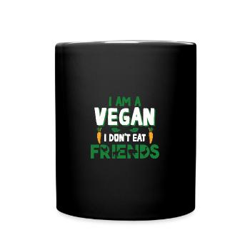 Je suis végétalien, je ne mange pas d’amis, végétalien - Mug uni - noir - Devant