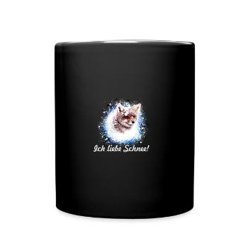fuchs ,Graffiti, Malerei,fuchs,ich liebe schnee - Tasse einfarbig - Schwarz - Vorne