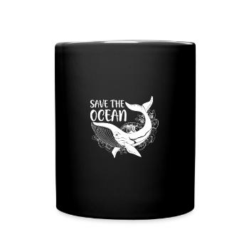 Rettet das Meer, Rettet den Ocean, Wal Meer - Tasse einfarbig - Schwarz - Vorne