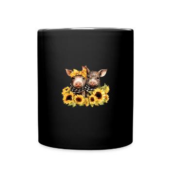 Cochons comme meilleurs amis, tournesol, bandana u - Mug uni - noir - Devant