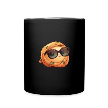 Kawaii Orange/Pfirsich mit Schal und Brille - - Tasse einfarbig - Schwarz - Vorne