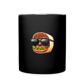Cool kawaii doner kebab with sunglasses - Full Colour Mug - black - Front