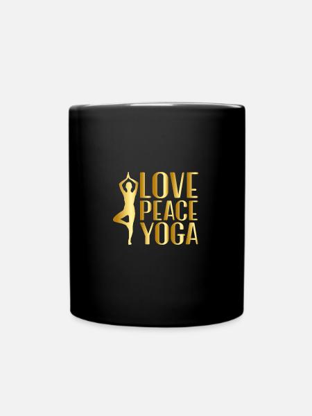 Yoga Pose Love Peace Yoga - Full Colour Mug - black
