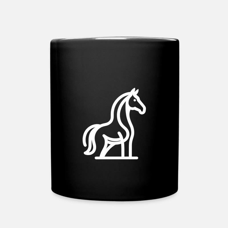Silhouette de cheval minimaliste - blanc - Mug uni - noir