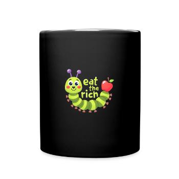 Eat The Rich Hungry Cute Caterpillar Worm - Full Colour Mug - black - Front