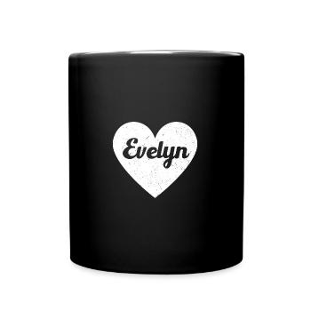Evelyn First Name Gift Idea Heart Love I Love - Full Colour Mug - black - Front