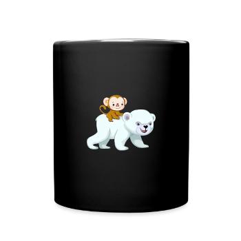 Chimpanzé chevauche l’ours polaire, aventureux - Mug uni - noir - Devant