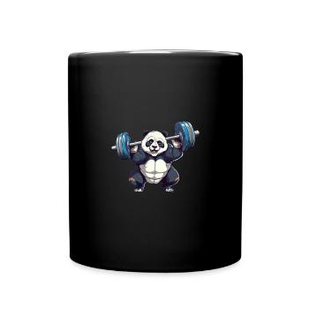 Panda Dumbbell Workout – Powerful Fitness Design - Full Colour Mug - black - Front
