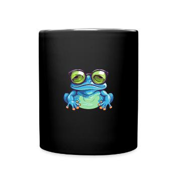 Cute frog with glasses – Nerdy - Full Colour Mug - black - Front
