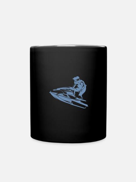 Rasanter Jetski in Silhouette - Tasse einfarbig - Schwarz