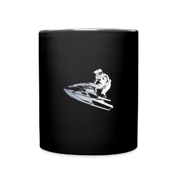 Rasanter Jetski in Silhouette - Tasse einfarbig - Schwarz - Vorne