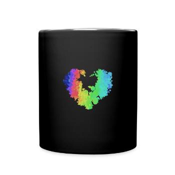 Blumenherz, bunt, farben, Graffiti,regenbogen - Tasse einfarbig - Schwarz - Vorne