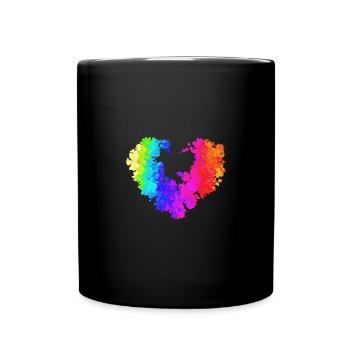 Blumenherz, bunt, farben, Graffiti,regenbogen - Tasse einfarbig - Schwarz - Vorne