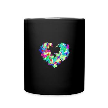 blumenherz,bunt, Blätter, bunte Blätter - Tasse einfarbig - Schwarz - Vorne