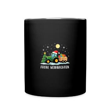 Santa Traktor - Fröhliche Weihnachten Bauer Fährt - Tasse einfarbig - Schwarz - Vorne