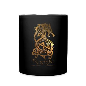 Fenrir - Wolf - Odin - Walhalla - Nurdisch - - Tasse einfarbig - Schwarz - Vorne