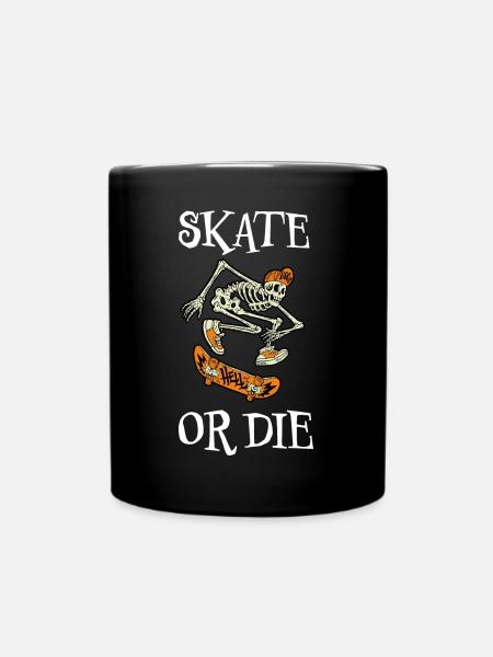 Skate or die - Halloween Skelett Skater Skateboard - Tasse einfarbig - Schwarz