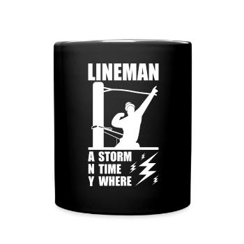 Drôle d’électricien haute tension disant électricité - Mug uni - noir - Devant