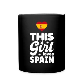 Spanien Flagge Herz Spanische Fahne Liebe - Tasse einfarbig - Schwarz - Vorne