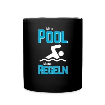 Planschbecken Swimmingpool Pool Schwimmen Geschenk - Tasse einfarbig - Schwarz - Vorne