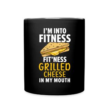 In Fitness Fit'ness Gegrillter Käse in meinem Mund - Tasse einfarbig - Schwarz - Vorne