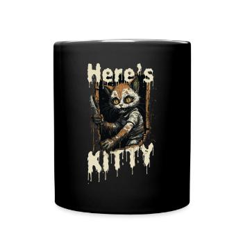 Zombie Katze Halloween Horror Monster Here's Kitty - Tasse einfarbig - Schwarz - Vorne