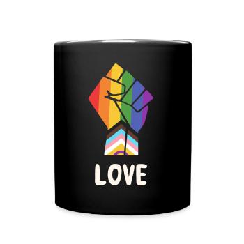 Pride Progress Love Pride Fist for Equality - Full Colour Mug - black - Front