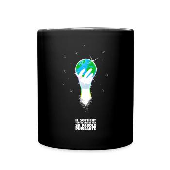 Er unterstützt die Welt - Deutsch - Tasse einfarbig - Schwarz - Vorne