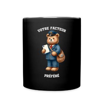 Ourson Facteur préféré - Métiers de la poste - Mug uni - noir - Devant