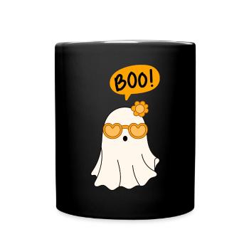 Halloween-Geister-Buh - Tasse einfarbig - Schwarz - Vorne