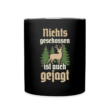 Jäger Jagd Hirsch Rotwild Jagen Jungjäger - Tasse einfarbig - Schwarz - Vorne