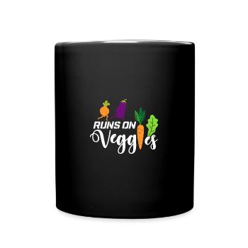 I will be with vegetable farms, vegetarian vegan - Full Colour Mug - black - Front